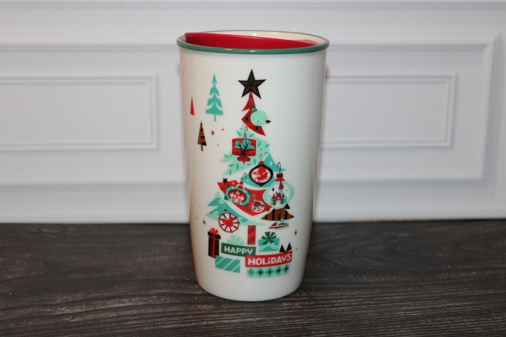 Starbucks Disney Parks Happy Holidays Ceramic Travel Tumbler 2019 NWT